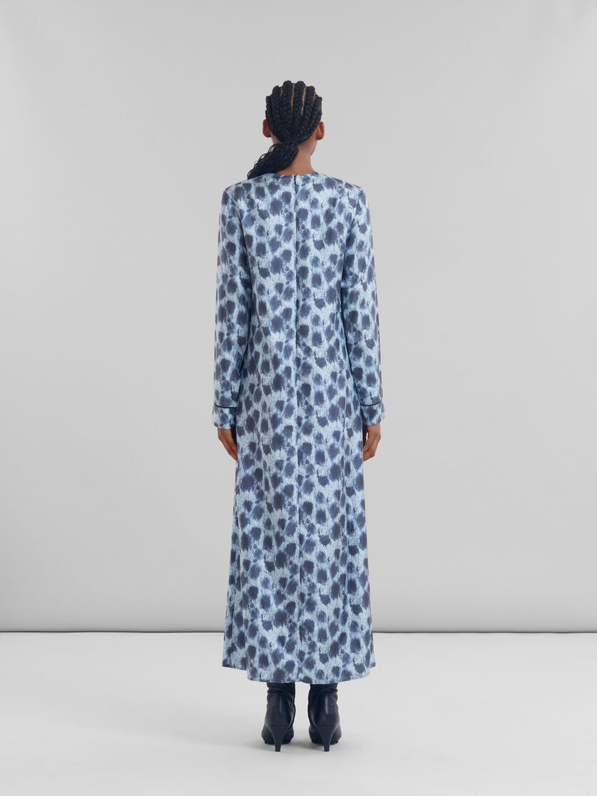 GREY SILK LONG DRESS WITH CRAYON LEOPARD PRINT - 3