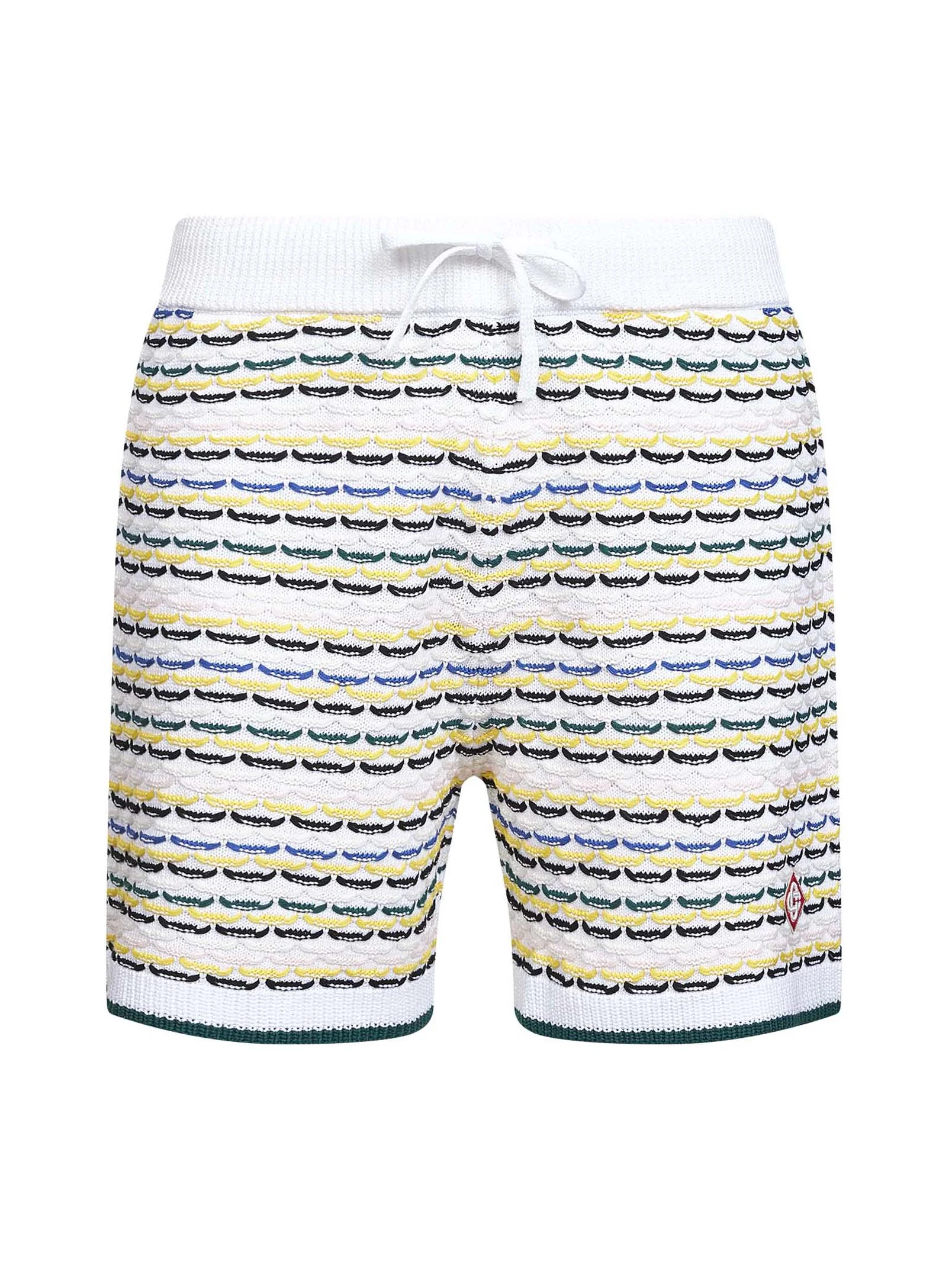 Casablanca Men White Crochet Cotton Tuck Stitch Shorts - 1