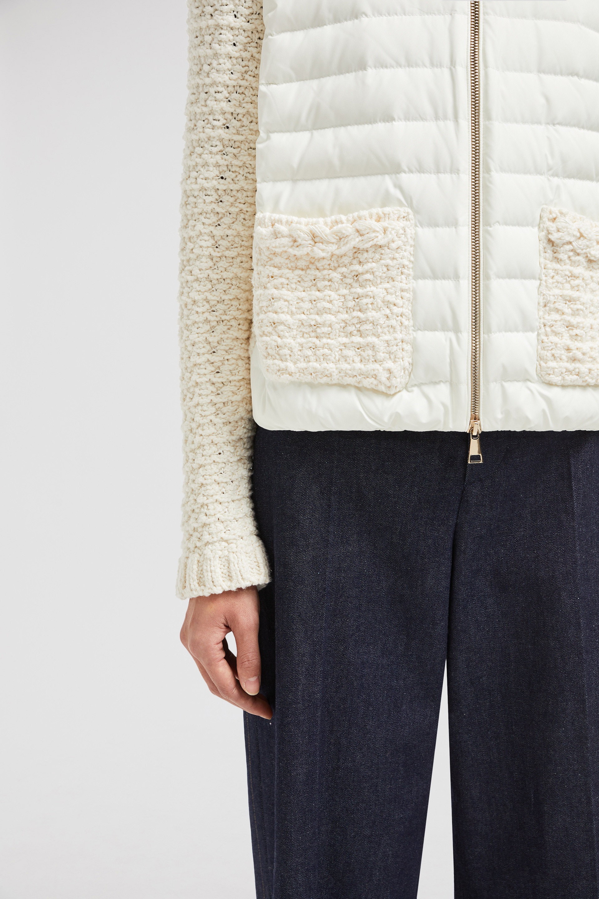 Padded Cotton Zip-Up Cardigan - 6