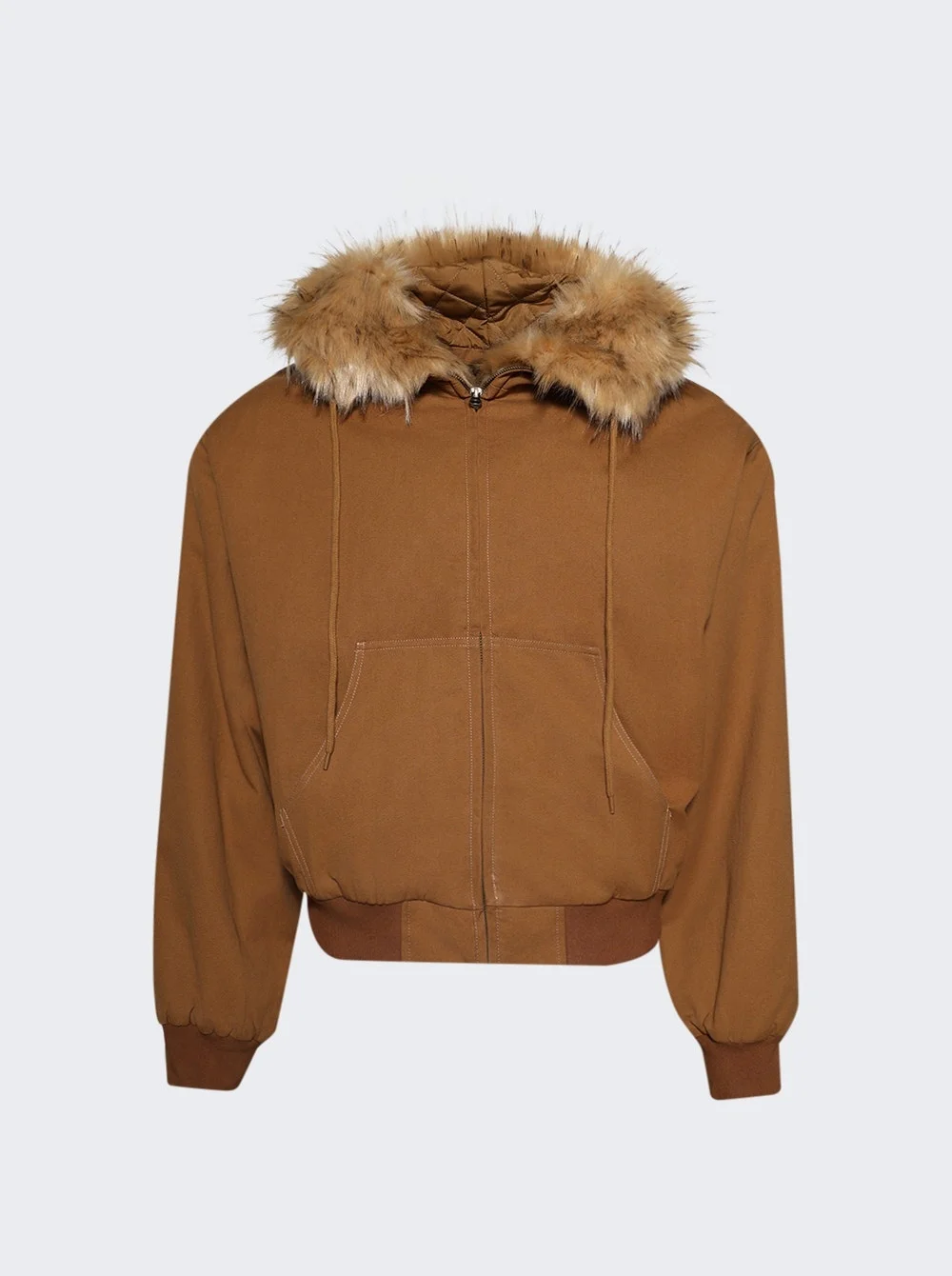 Fur Hood Jacket Brown - 1