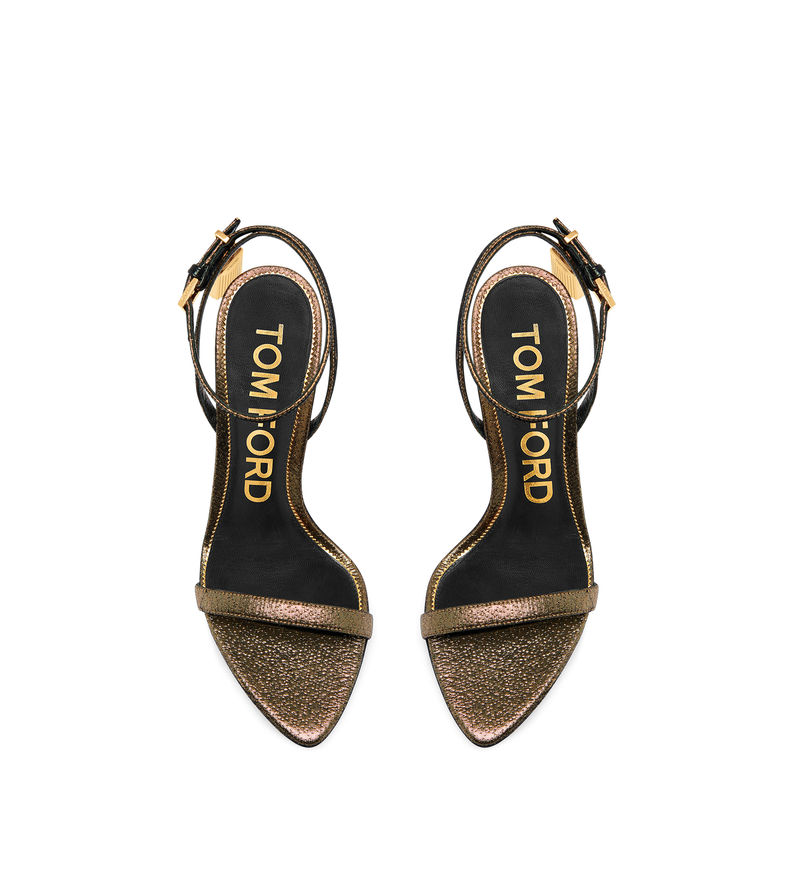 HAMMERED-EFFECT FABRIC PADLOCK POINTY NAKED SANDAL - 4