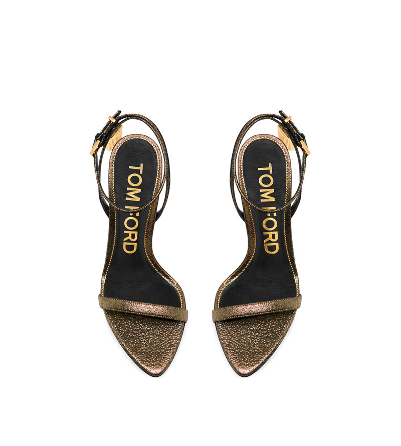 HAMMERED-EFFECT FABRIC PADLOCK POINTY NAKED SANDAL 4