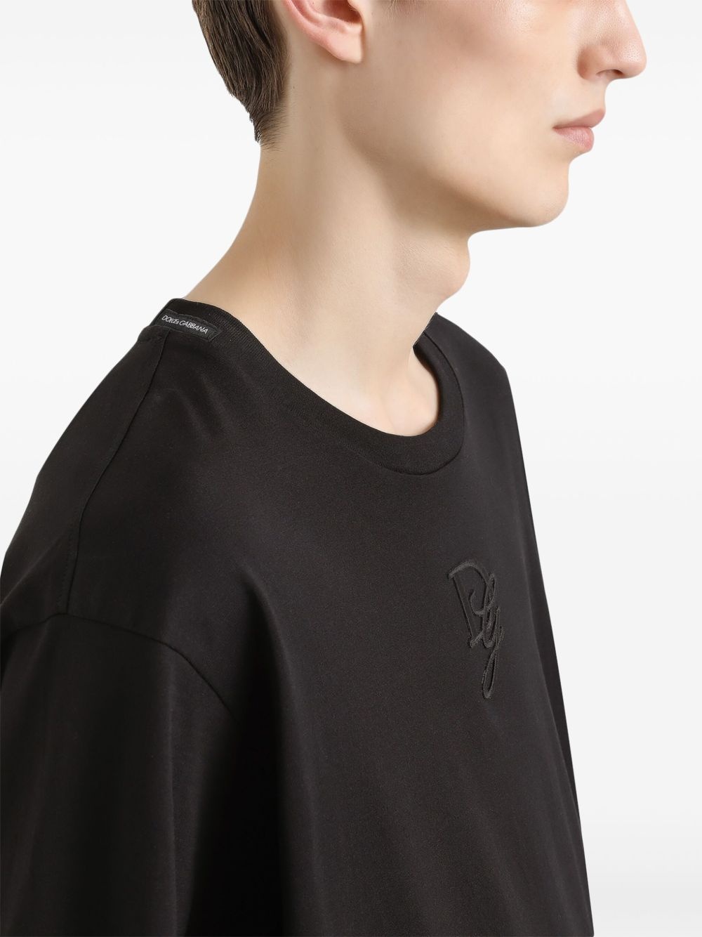 logo-embroidered cotton T-shirt - 5