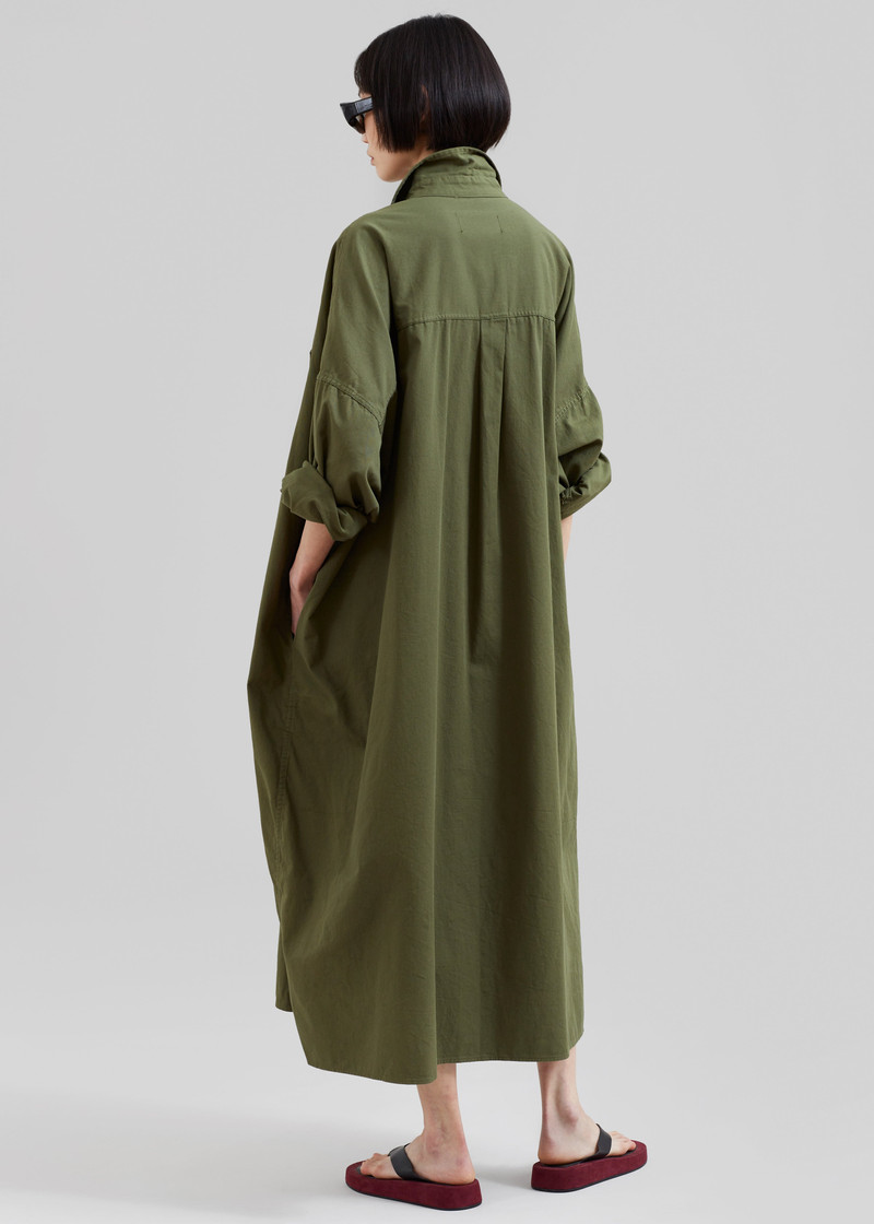 Kason Oversized Shirt Dress - Dark Olive 8