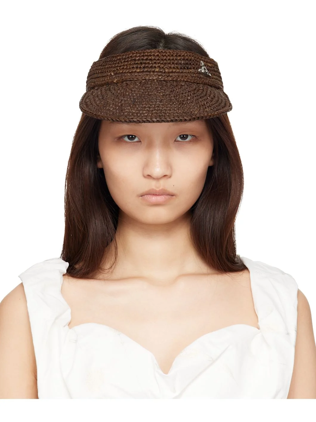 Brown Raffia Visor - 1
