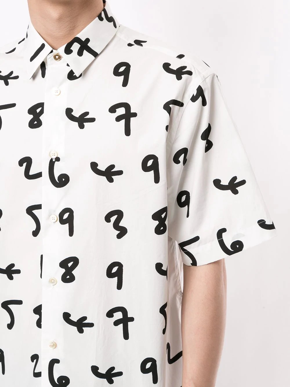 numbers print buttoned cotton shirt - 5