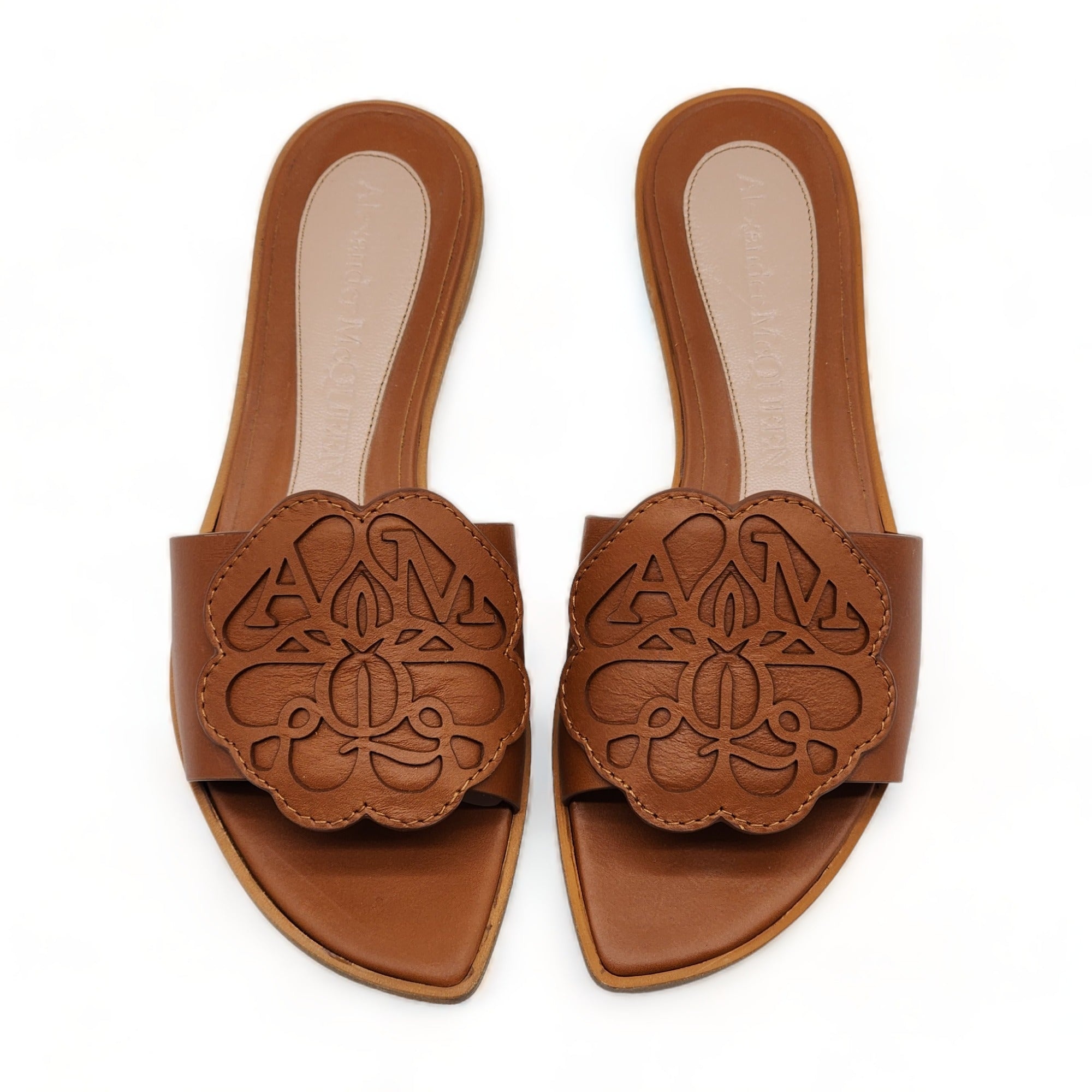 Alexander McQueen Logo Sandals - Leather - Brown - 36 - 3