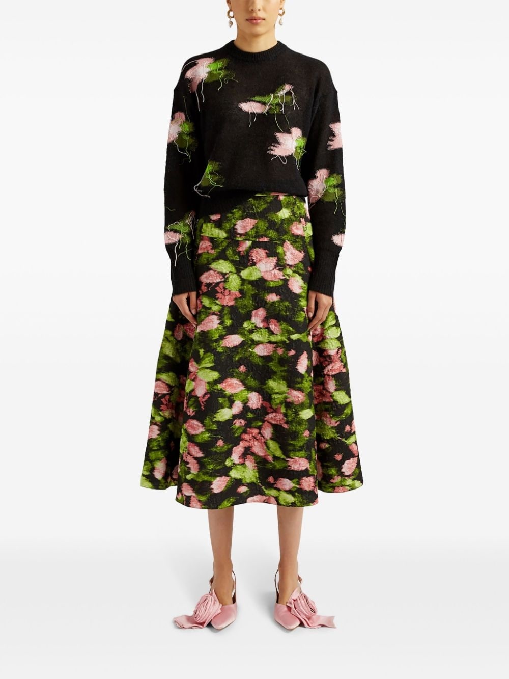 floral-print A-line skirt - 3