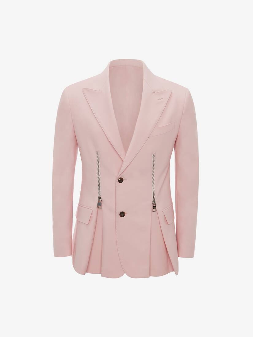 Zip Detail Peplum Jacket in Ice Pink - 1