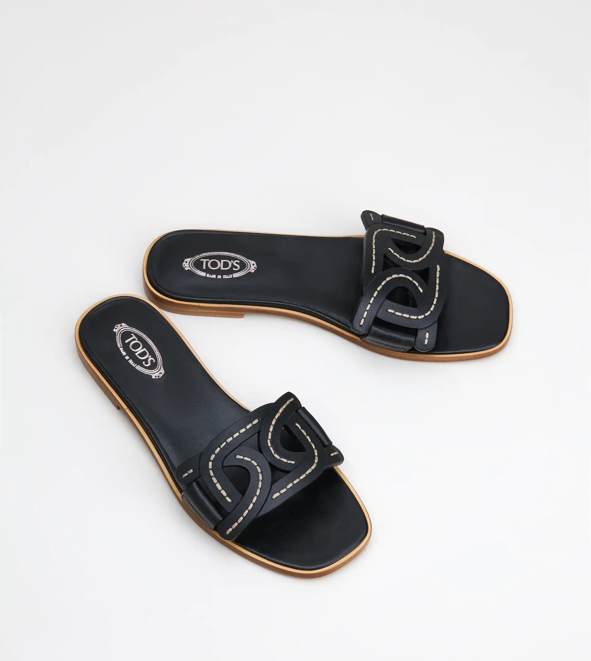 SANDALS IN LEATHER - BLACK - 2
