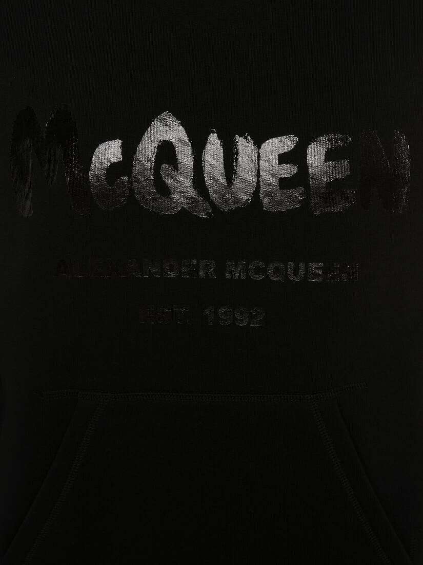 Men's McQueen Graffiti Hooded Sweatshirt in Black - 5