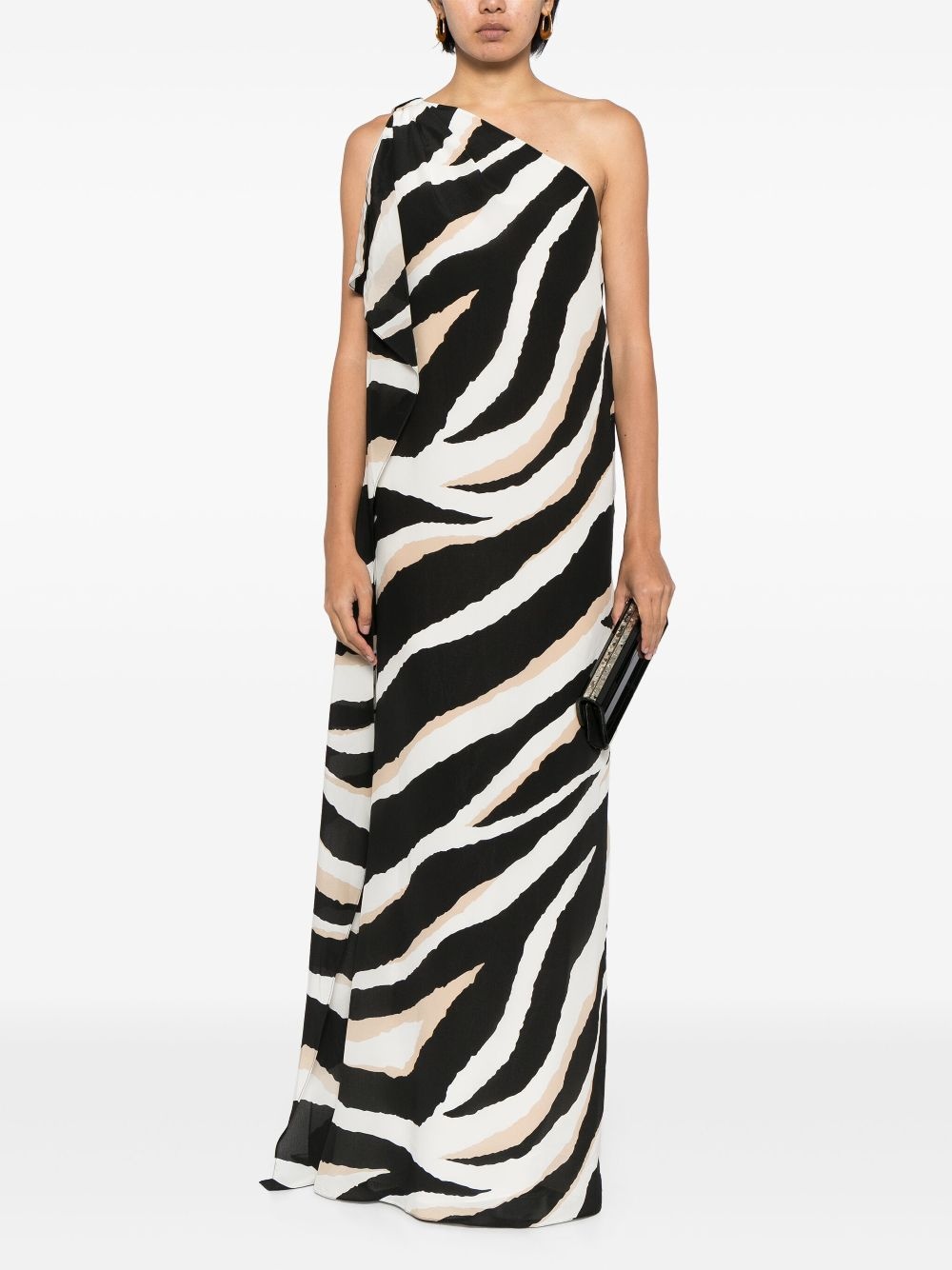 zebra-print silk dress - 2