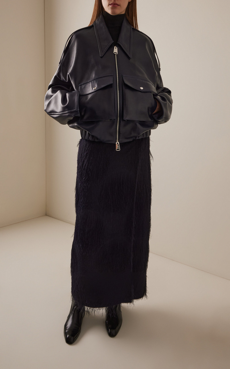 KHAITE Quinn Fringed Maxi Skirt navy outlook