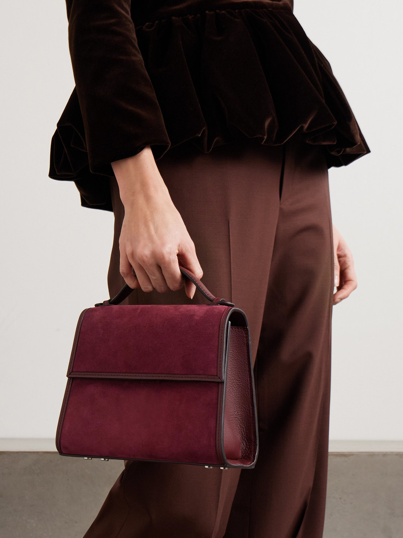 HUNTING SEASON Medium Leather-trimmed Suede Tote outlook