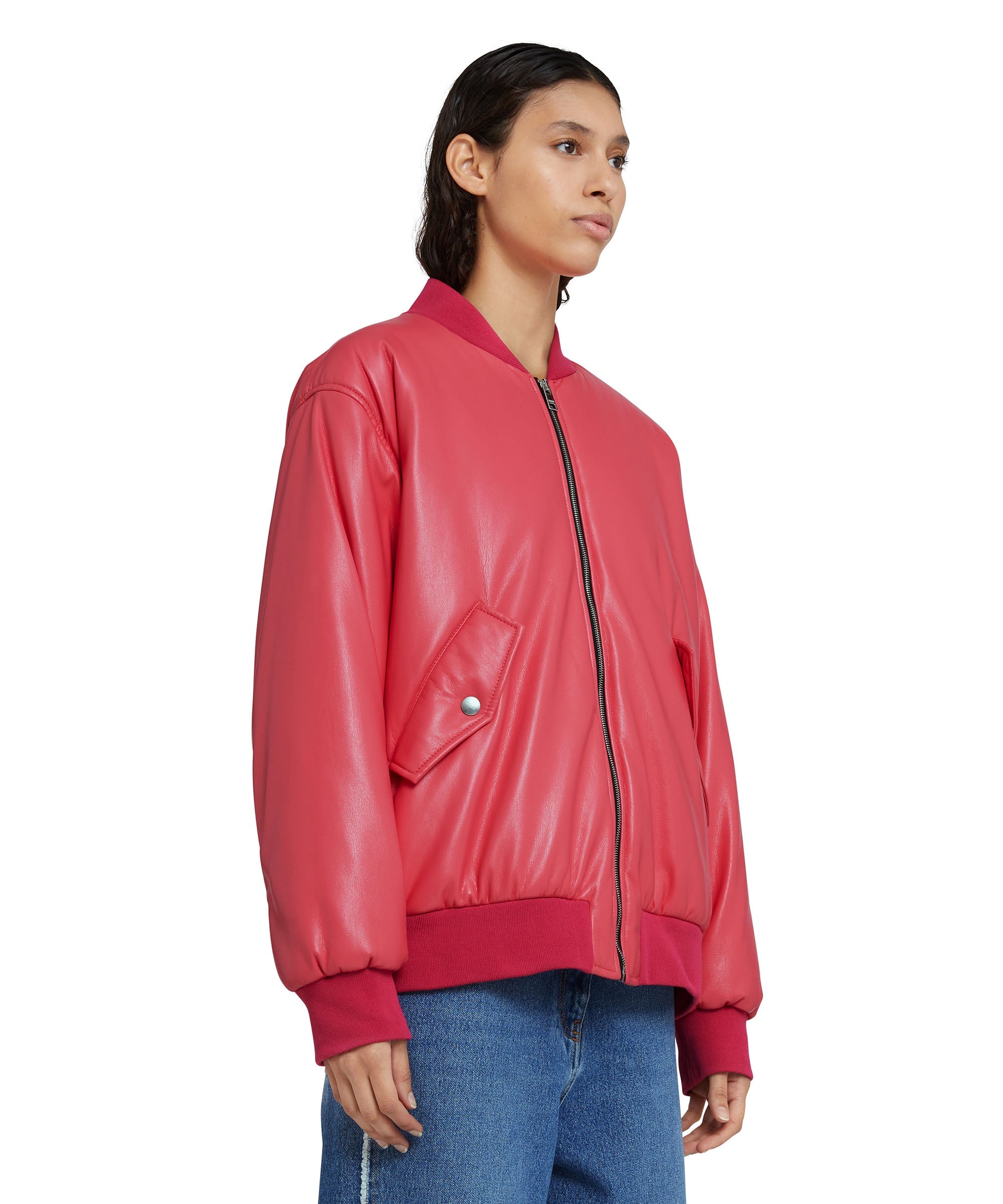Faux leather bomber jacket - 4