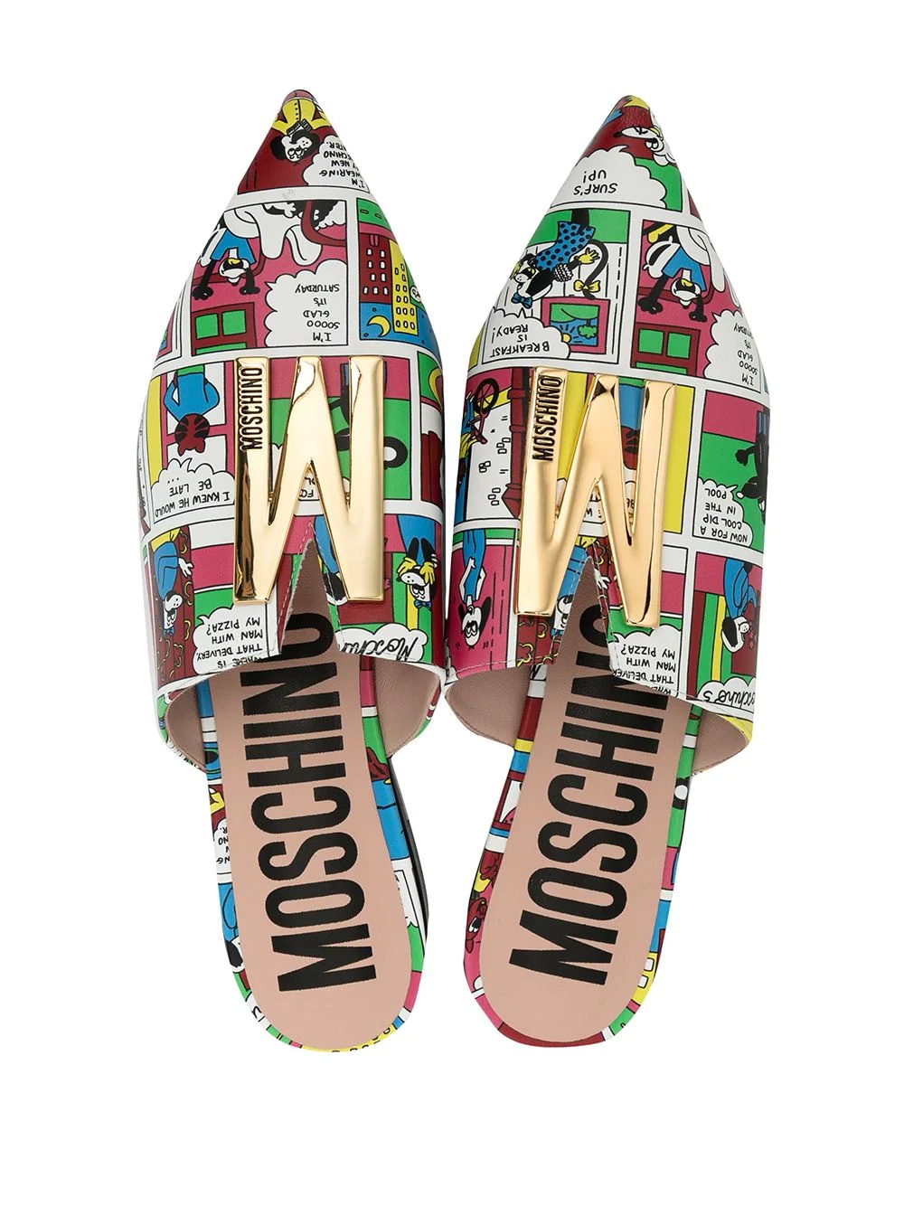 comics-print flat slippers - 4