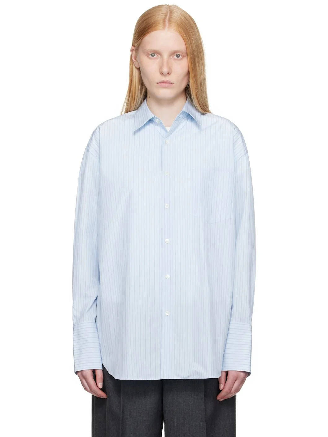 Blue Suvin High Count Cloth Stripe Shirt - 1