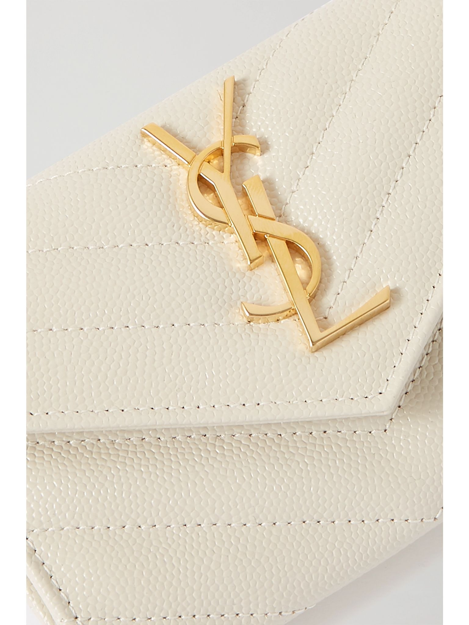 Monogramme Envelope quilted textured-leather wallet Off-white - 4