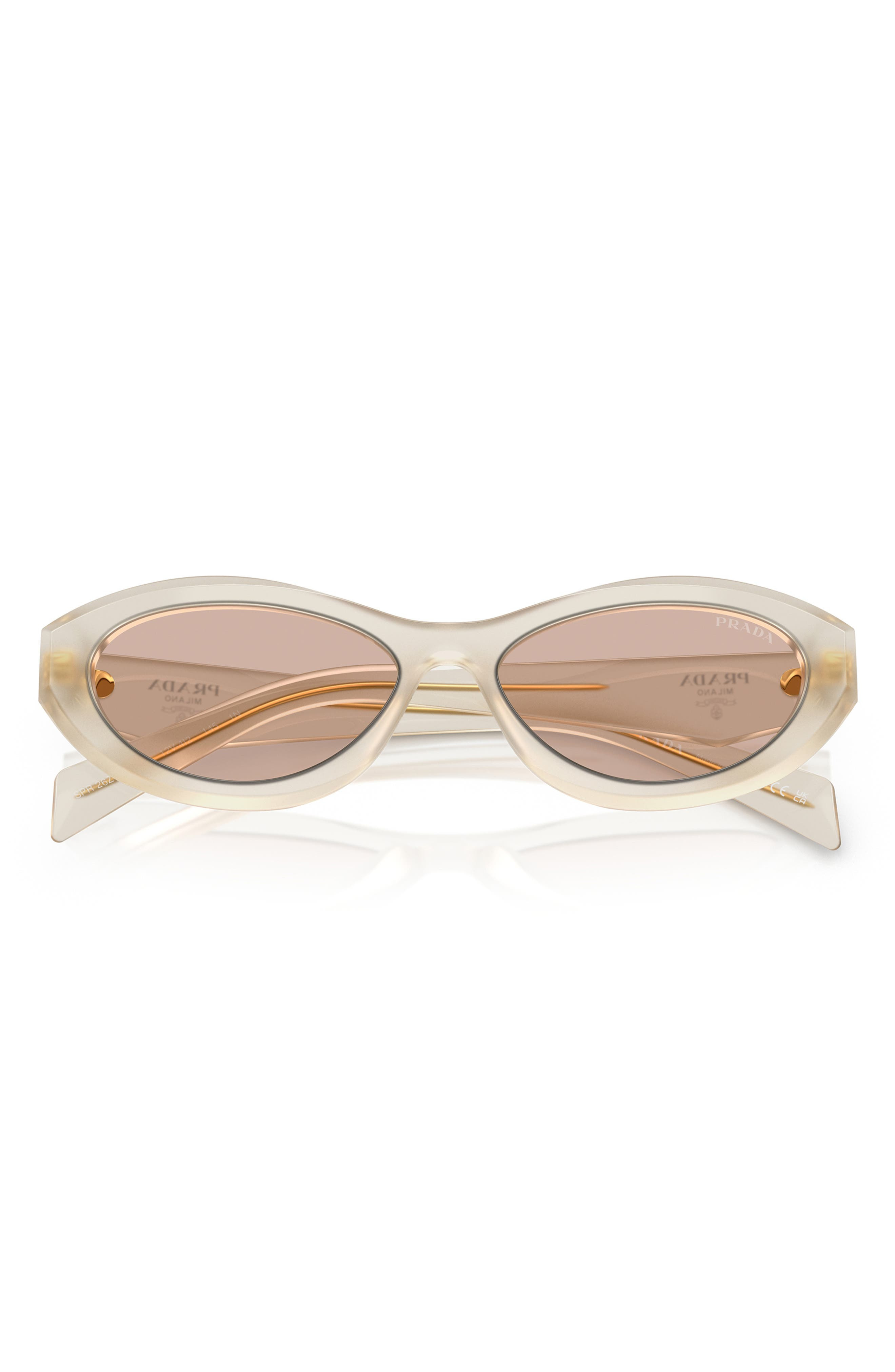 Prada 55mm Irregular Sunglasses in Brown White at Nordstrom - 4