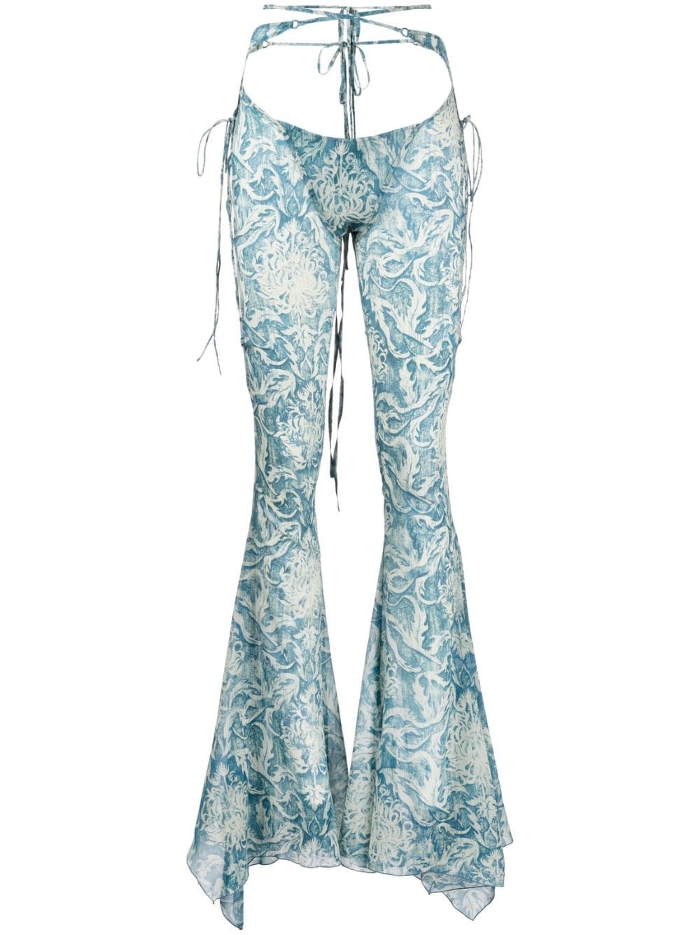 Glimmer graphic-print flared trousers - 1