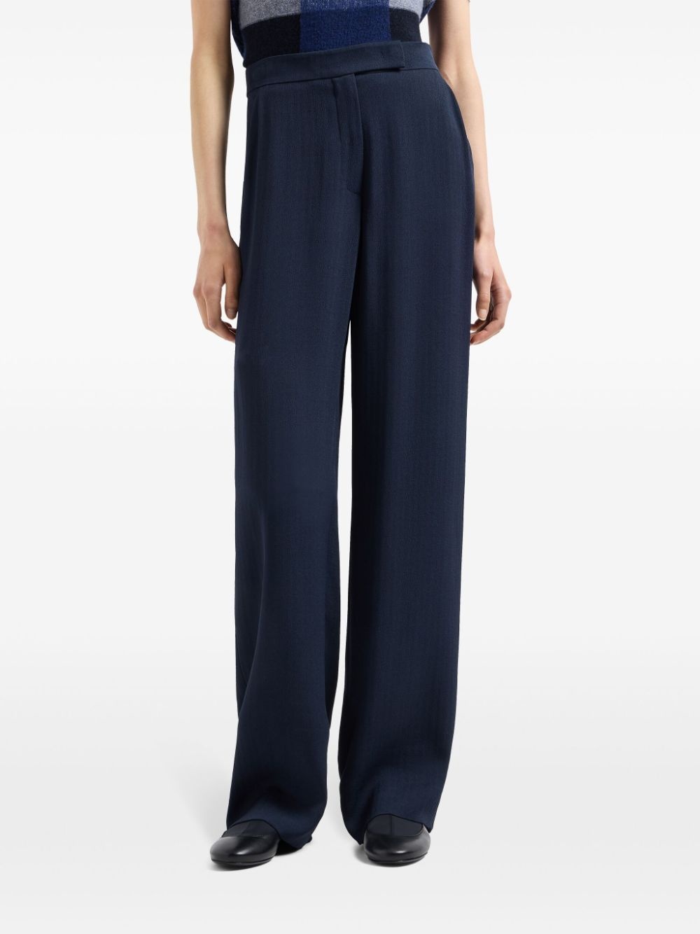 high-waisted fine-ribbed trousers - 2