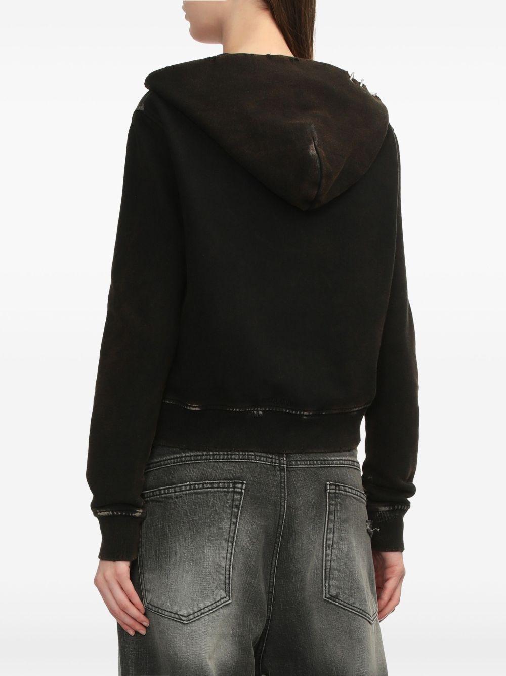 ripped-detailing hoodie - 4
