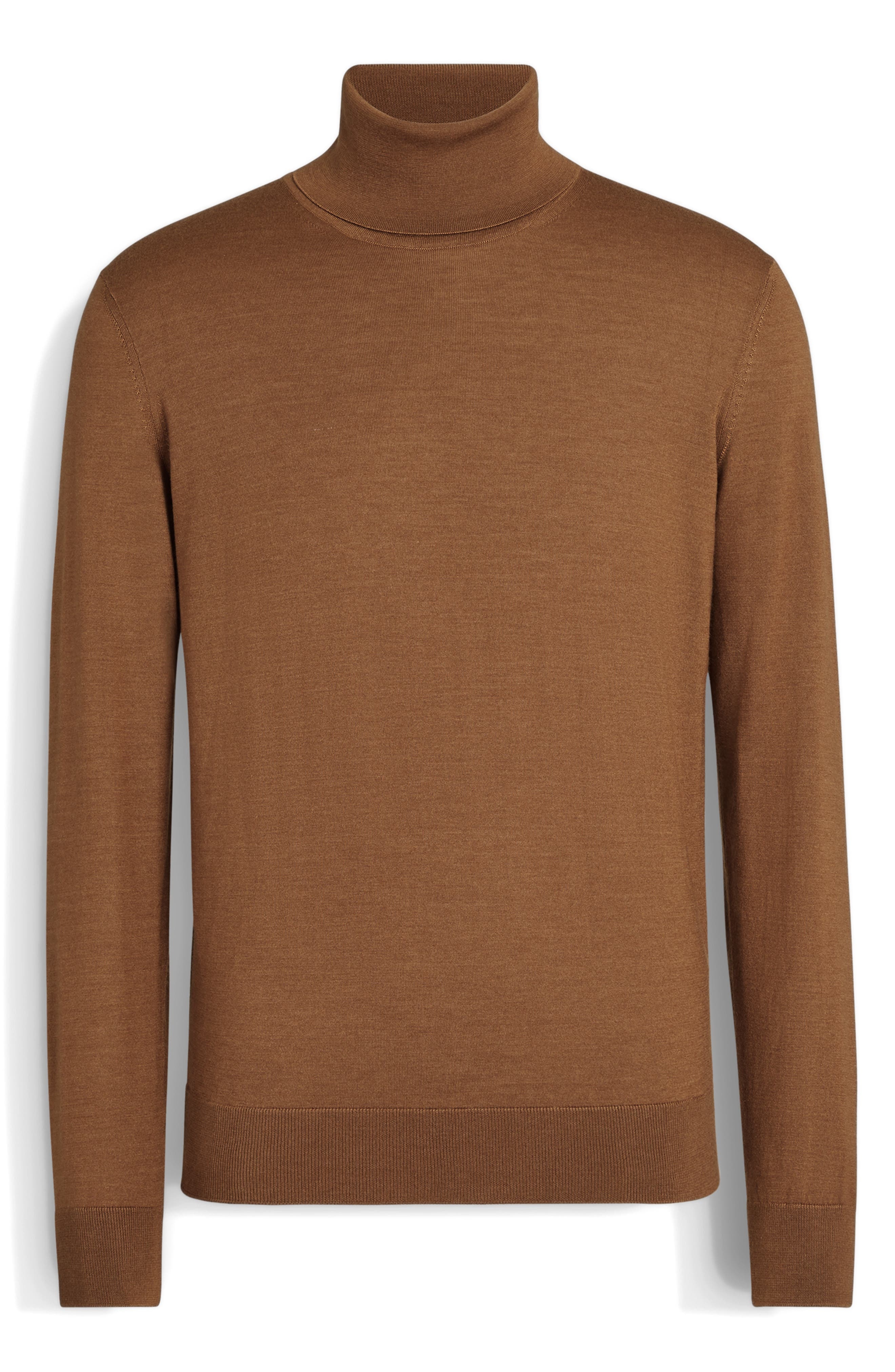 ZEGNA Cashseta Light Cashmere & Silk Turtleneck Sweater in Dark Foliage at Nordstrom - 5