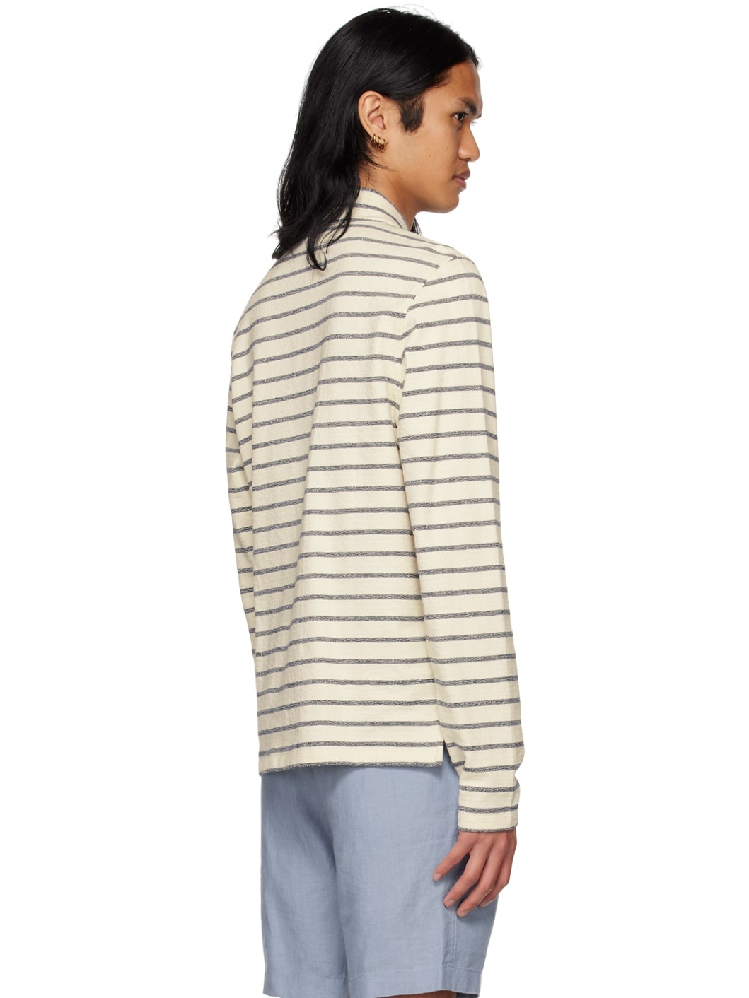White & Blue Striped Polo - 3