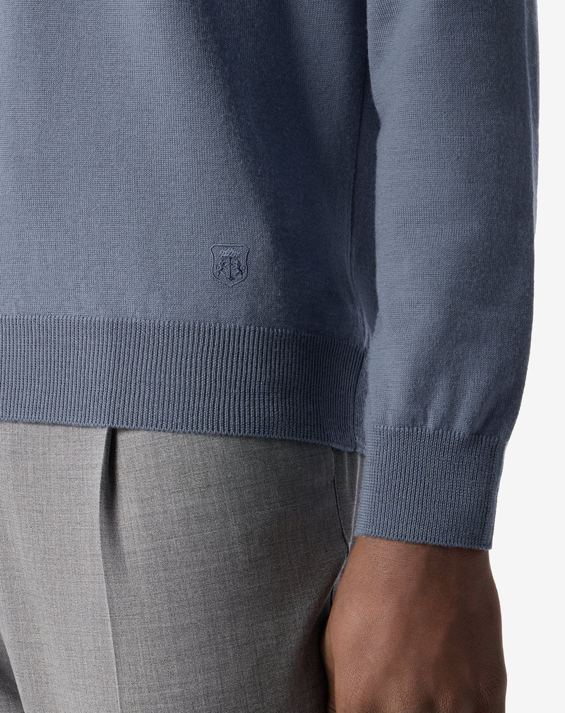 Sugar paper blue extra fine merino wool button-up polo 5