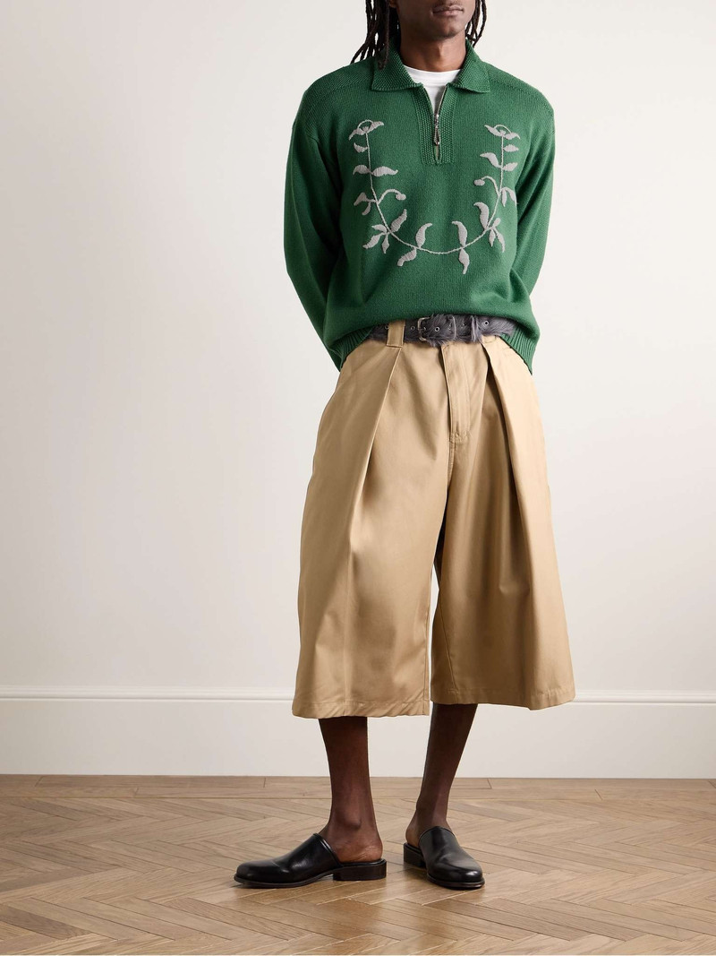 BODE Floret Embroidered Wool Half-Zip Sweater outlook