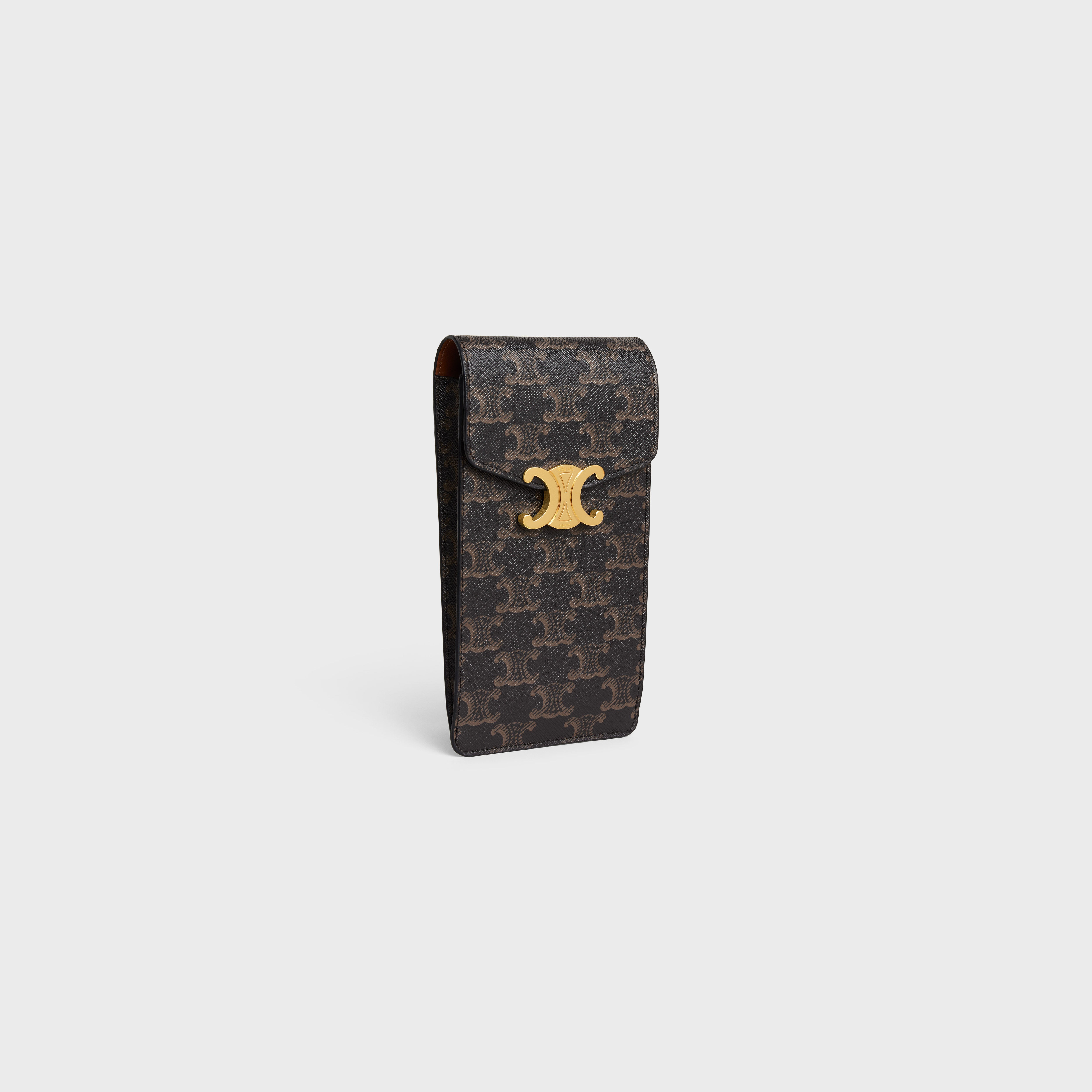 VERTICAL PHONE POUCH in TRIOMPHE CANVAS and calfskin - 2
