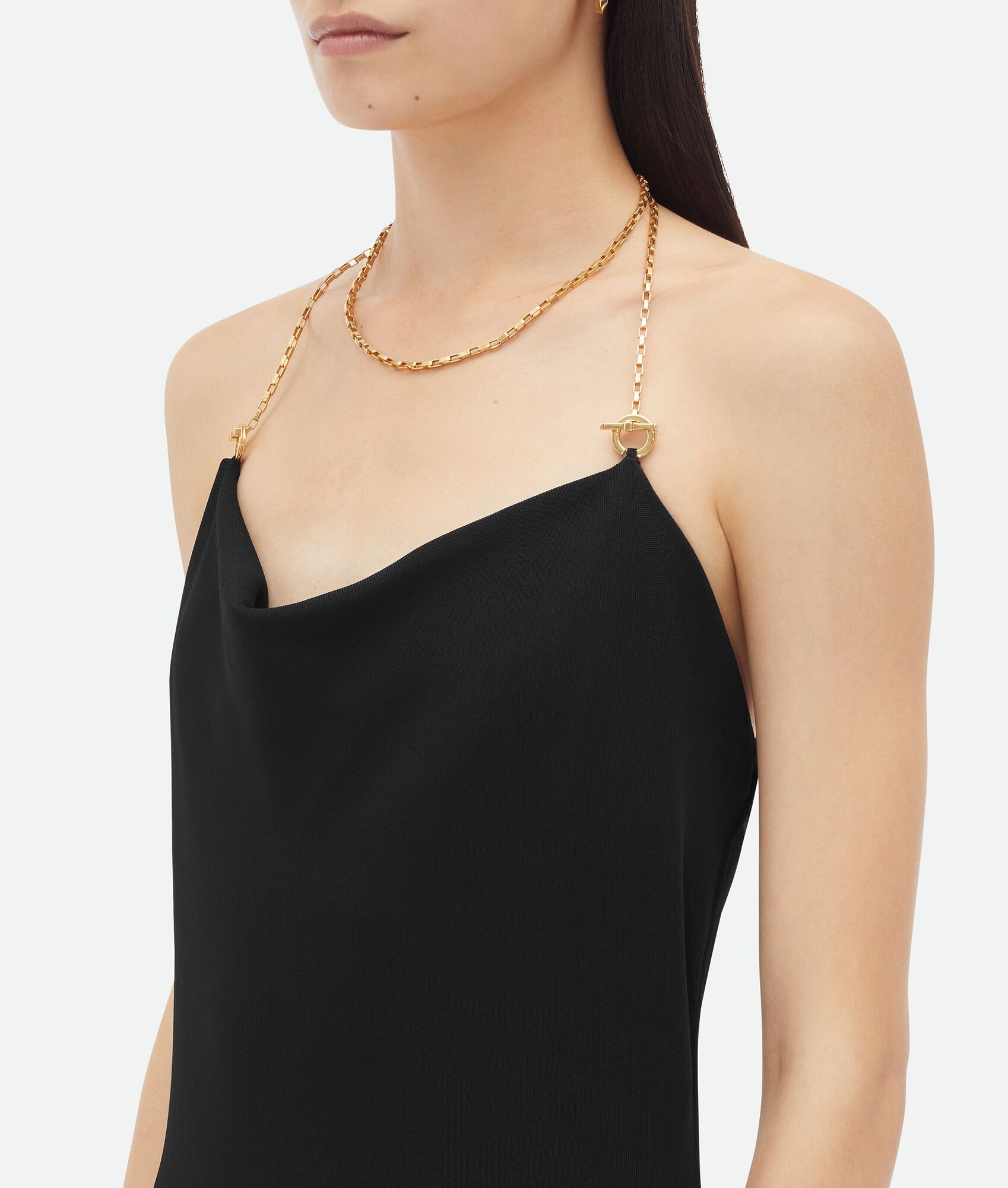Viscose Long Dress With Chain Detail - 4