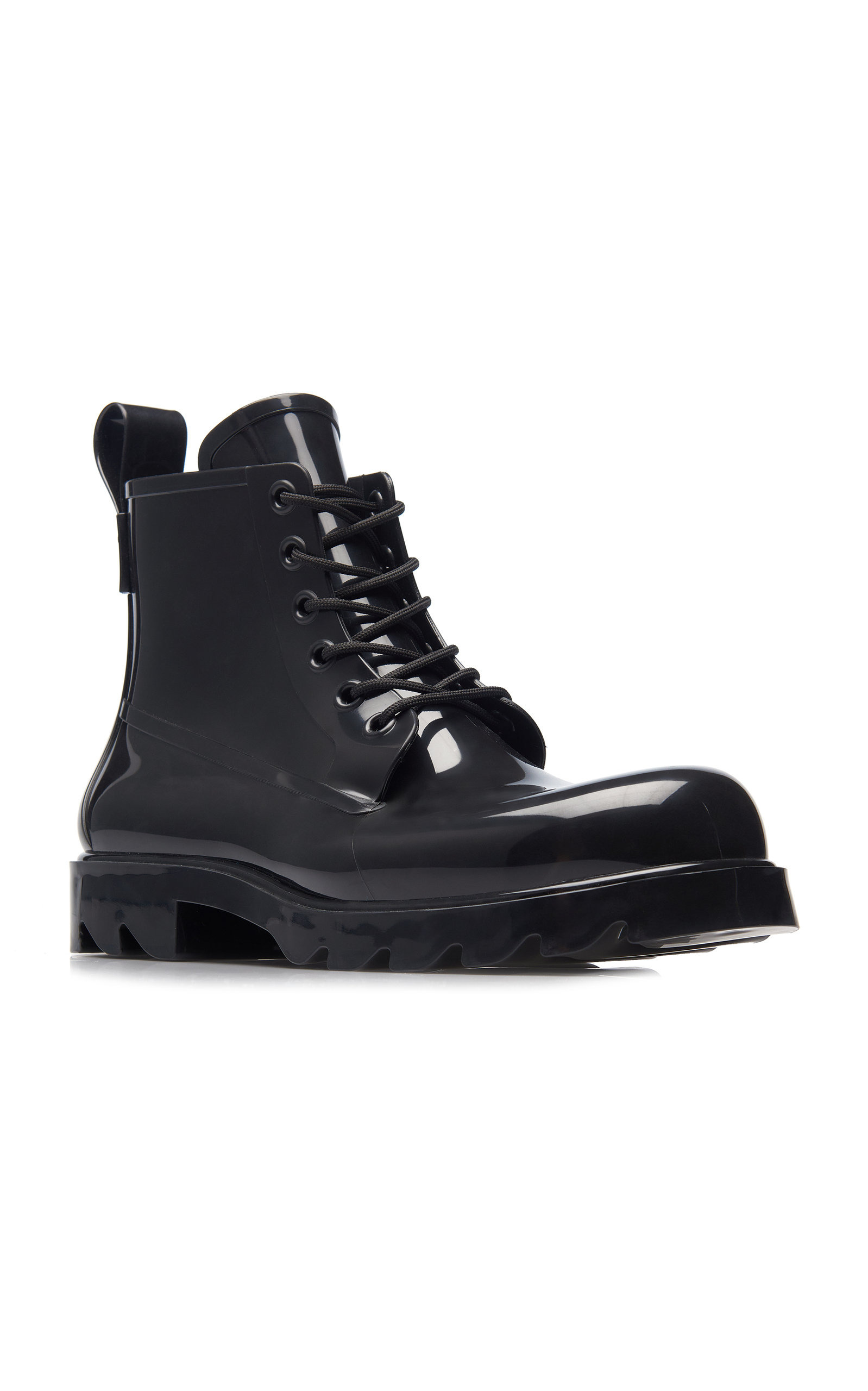 Lace-Up Rubber Ankle Boots black - 5