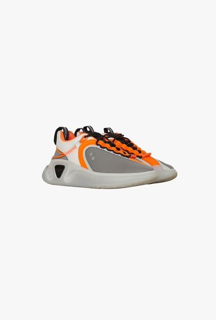 Gray and orange gummy leather and mesh B-Runner sneakers - 2