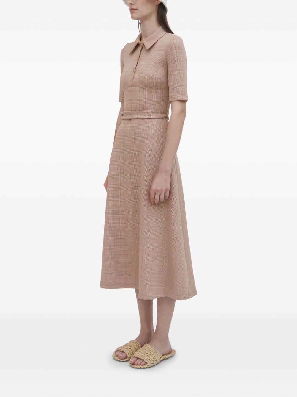 plaid-pattern polo dress - 4