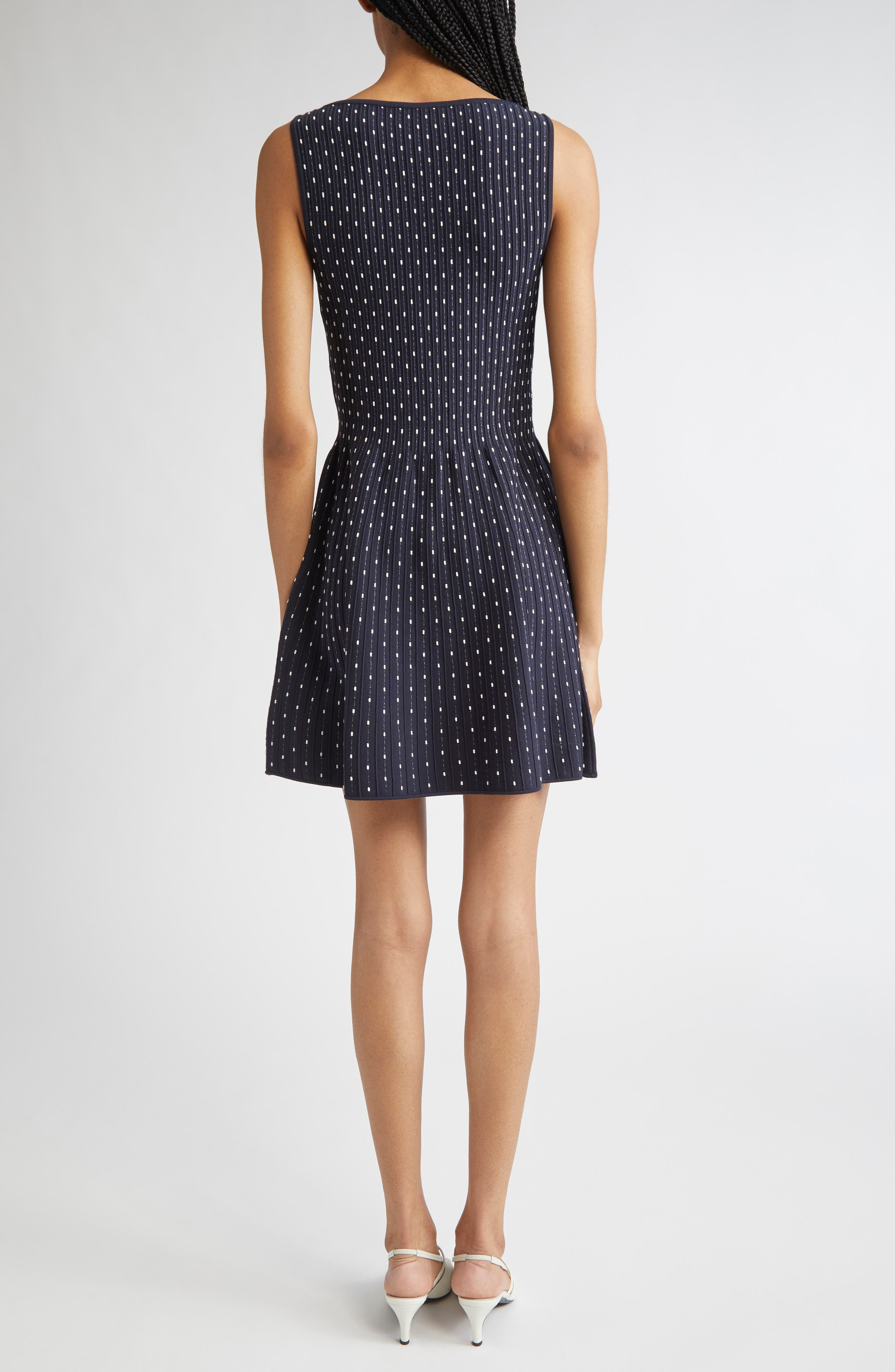 Emporio Armani Dot Sleeveless Fit & Flare Minidress in Fancy Blue at Nordstrom - 2