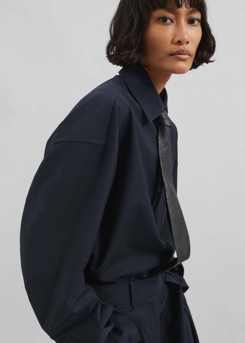 Georgia Wool Blend Shirt - Dark Navy 7