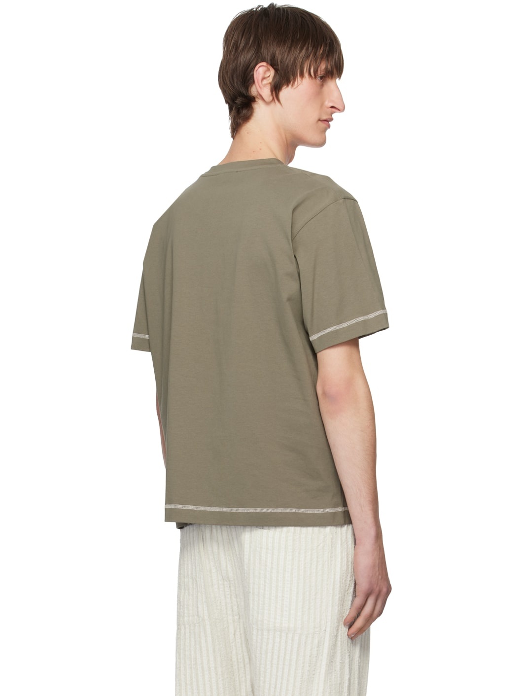 Khaki Flatlock Stripe T-Shirt - 3