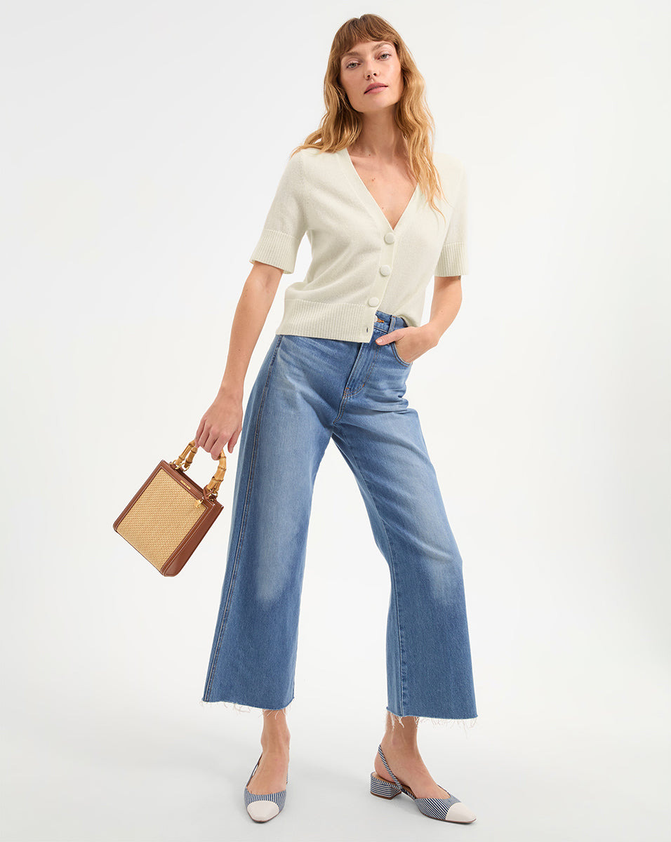 SOLENE SHORT SLEEVE CASHMERE CARDIGAN - 3