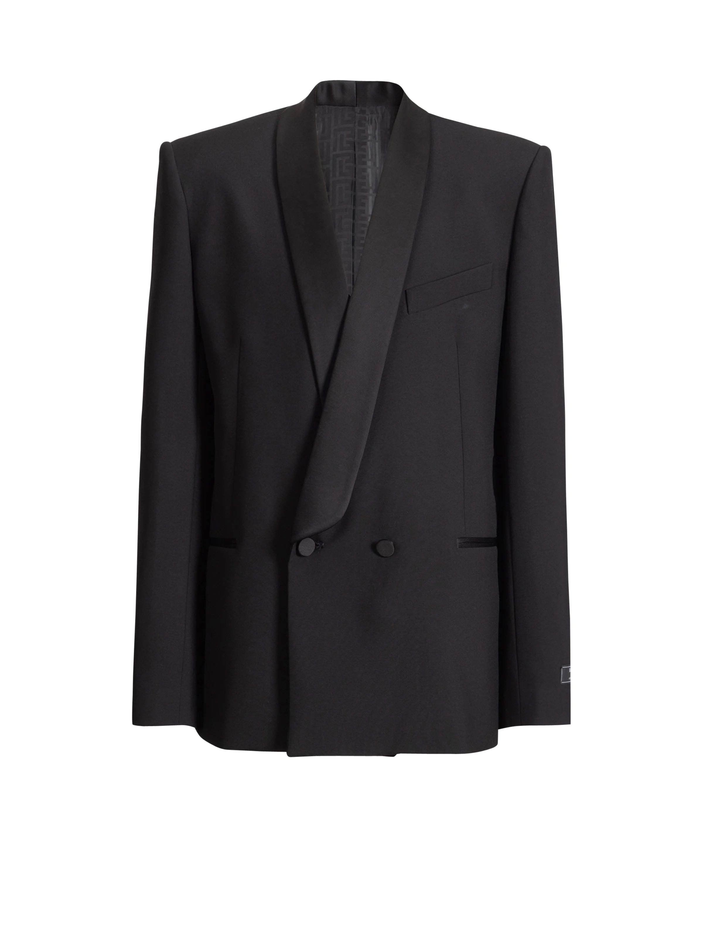2-button jacket in wool and satin - 1