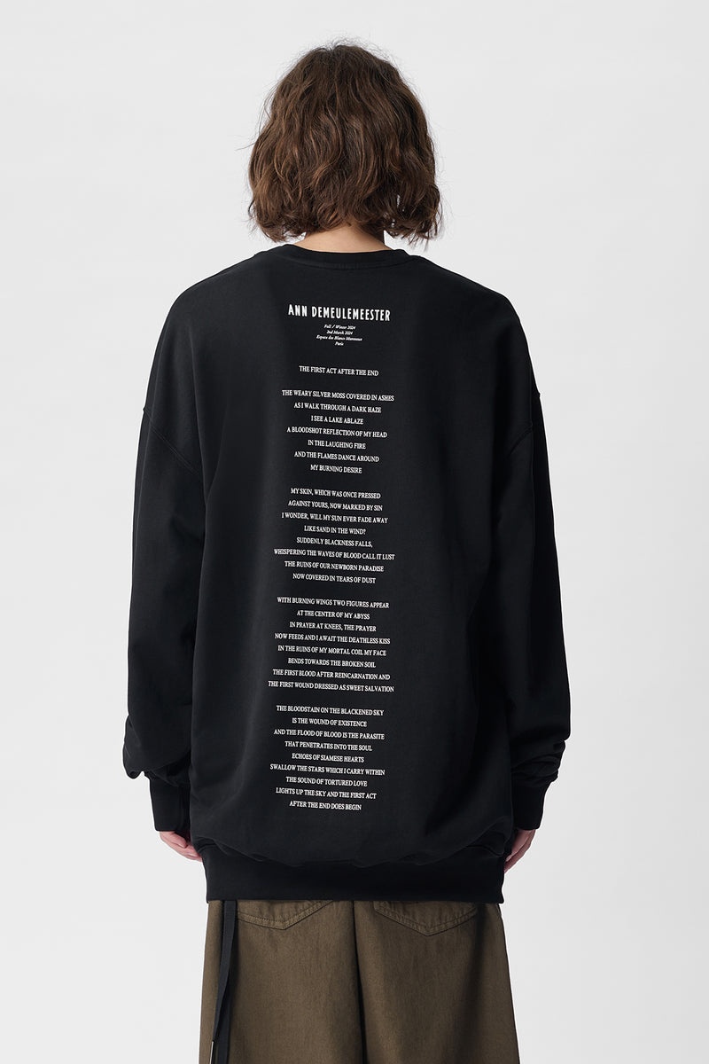 トップス Ann Demeulemeester Poem Sweatshirt Ann Demeulemeester Poem Print High-Comfort Sweatshirt
