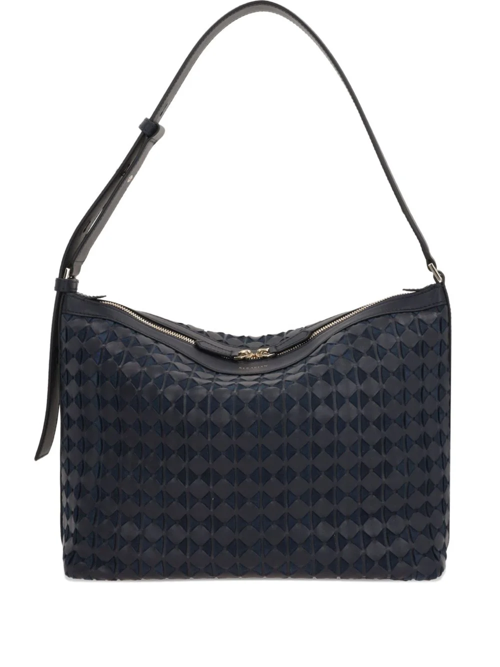 triangle-pattern leather shoulder bag - 1