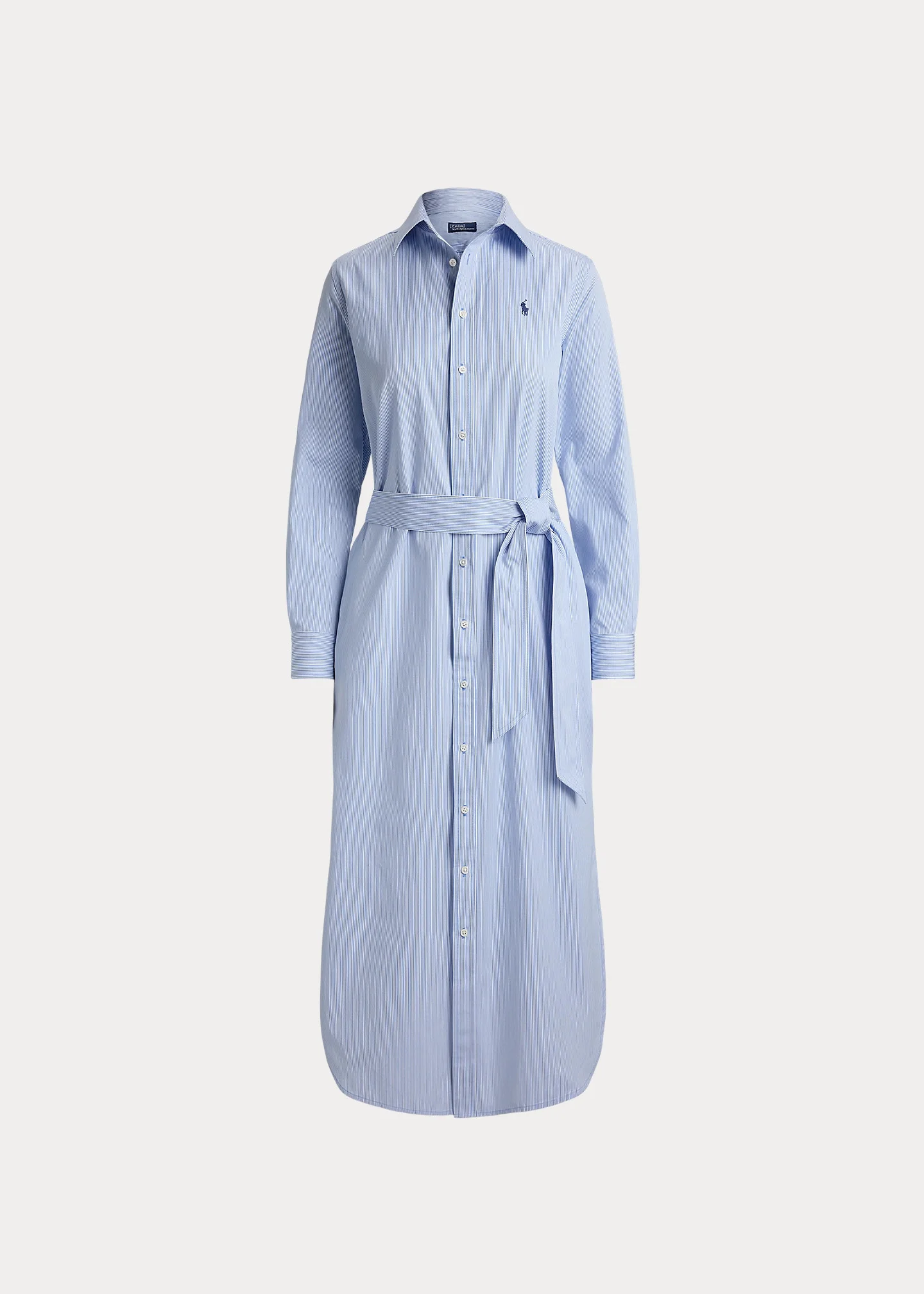 Belted Striped Cotton Shirtdress - 1