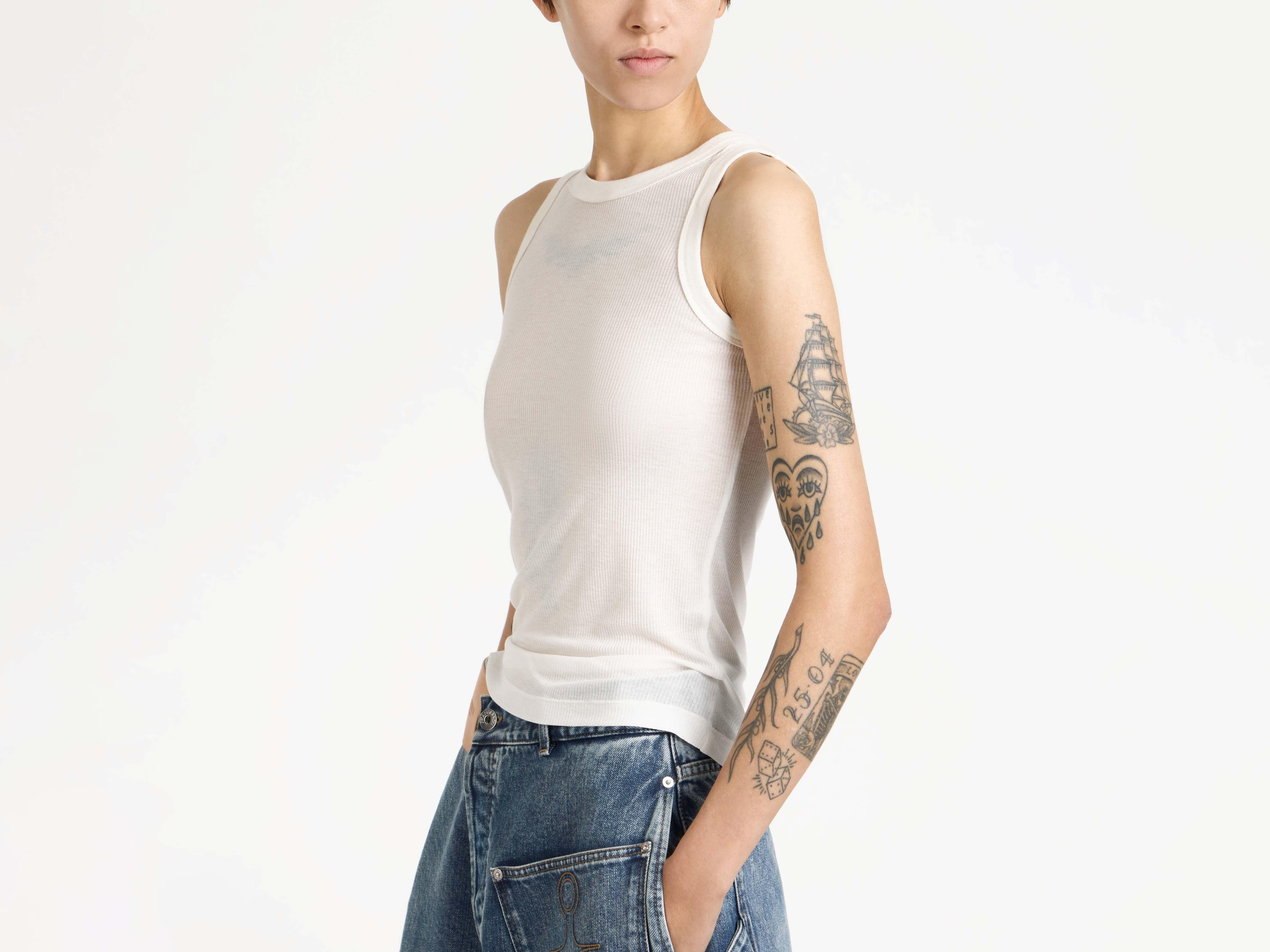 SHEER CAMI VEST TOP IN OFF-WHITE - 6