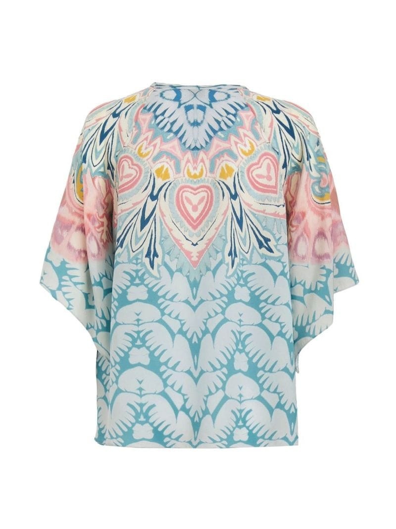 graphic-print silk blouse - 7