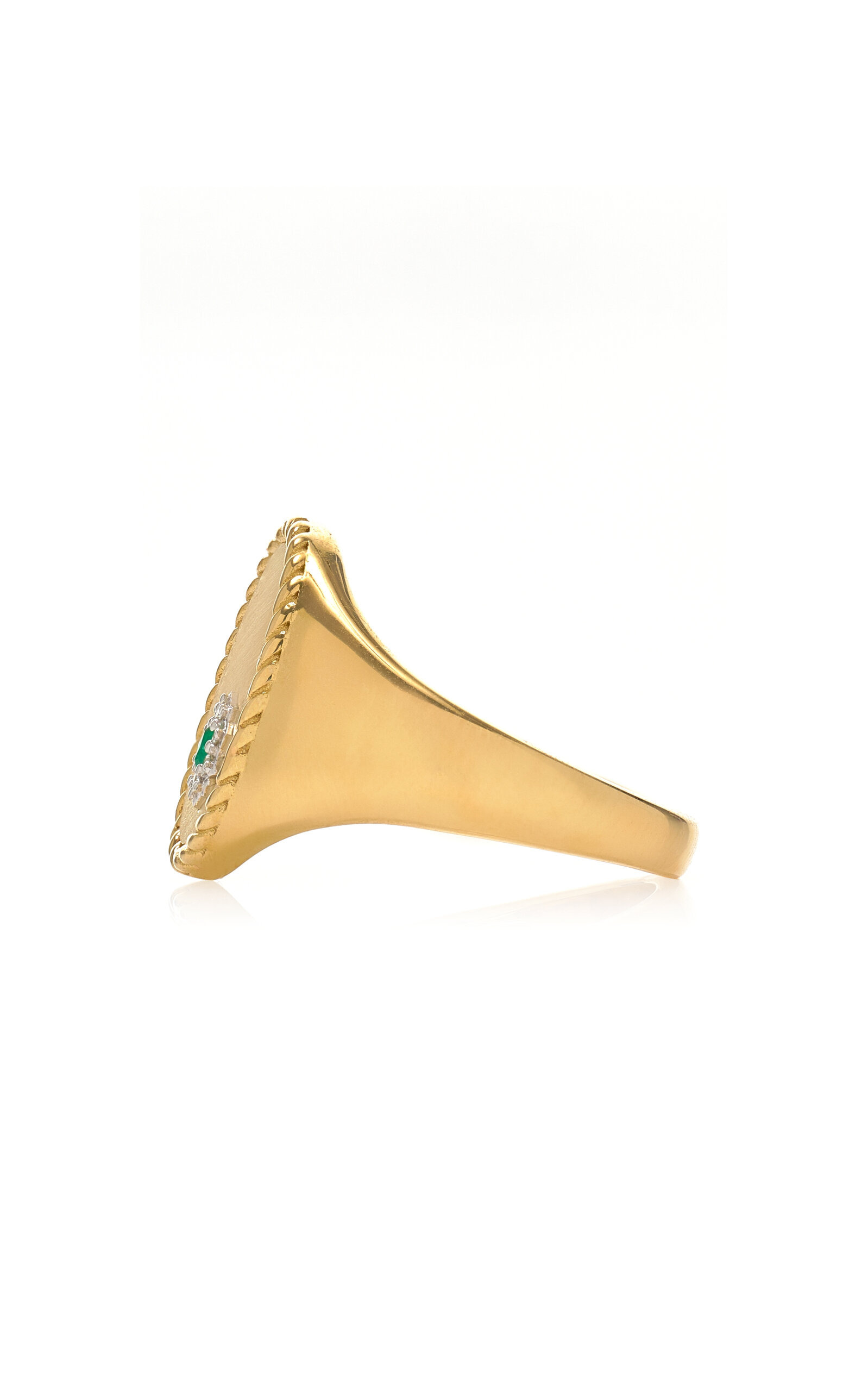 9K Yellow Gold, Diamond, And Emerald Ring green - 4
