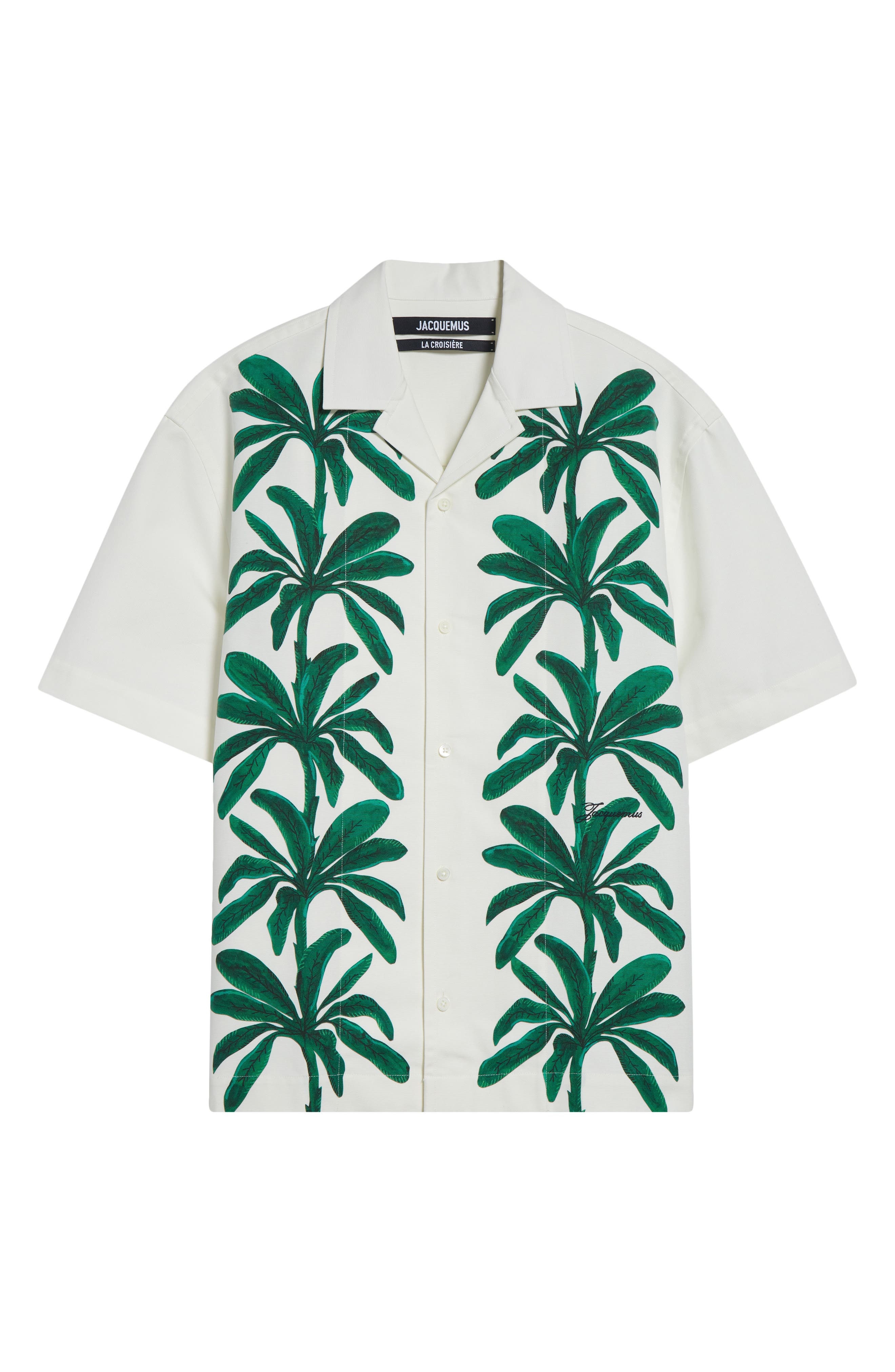 Jacquemus La Chemise Jean Button-Up Shirt in Print Painted Palmtrees W at Nordstrom - 6