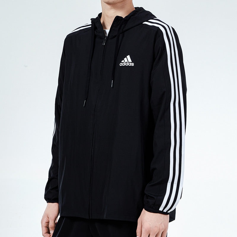 Men's adidas 3s Wb Training Sports Hooded Logo Jacket Autumn Black GV5256 - 5