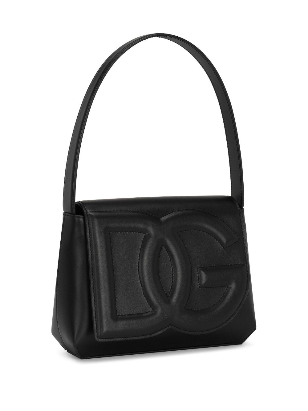 logo-embossed leather shoulder bag - 4