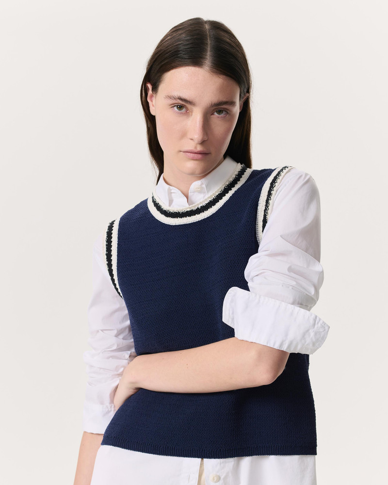 rag & bone Meghan Striped Crochet-Trim Sweater Vest outlook